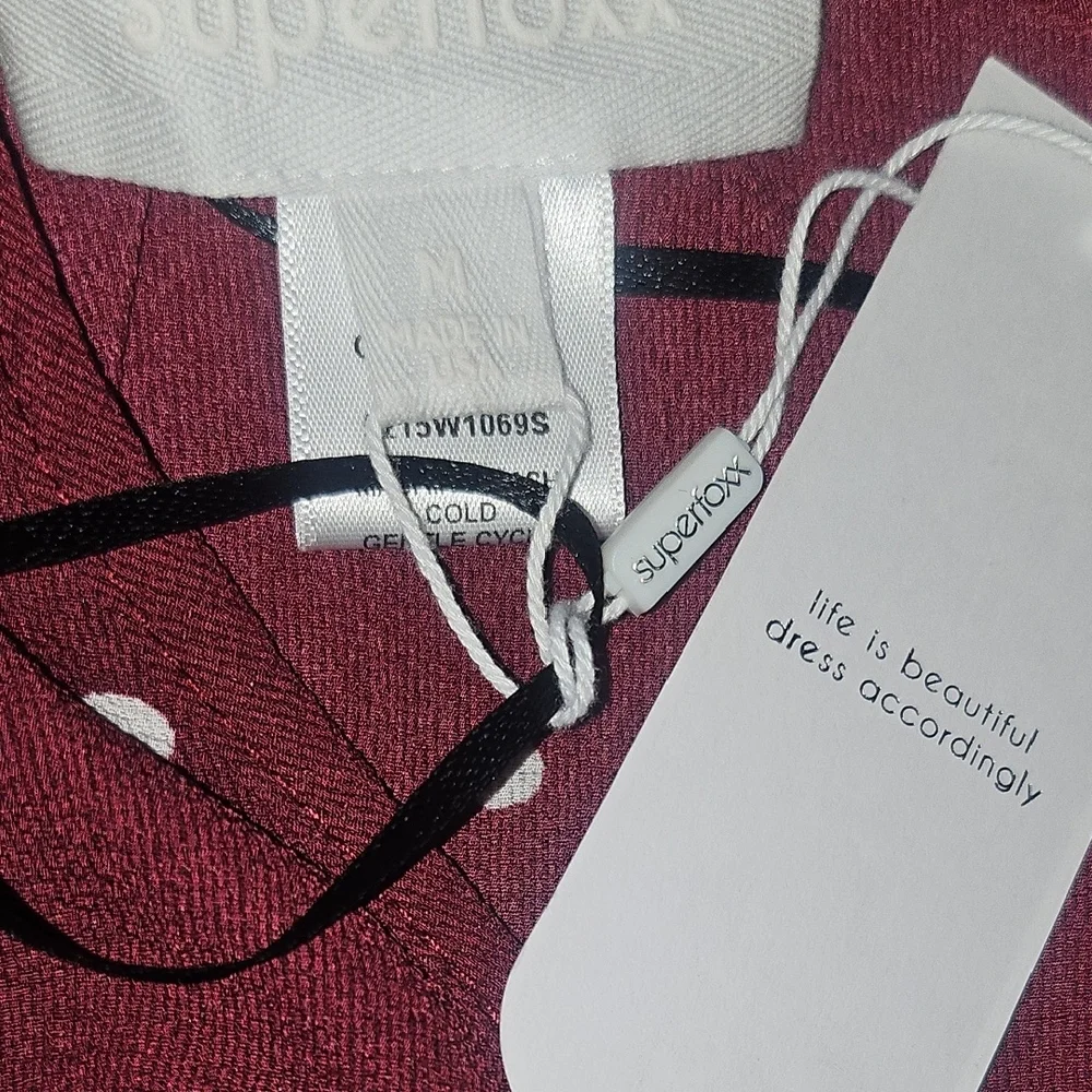 Elegant Burgundy Polka Dot Wrap Dress - Picture 4 of 4